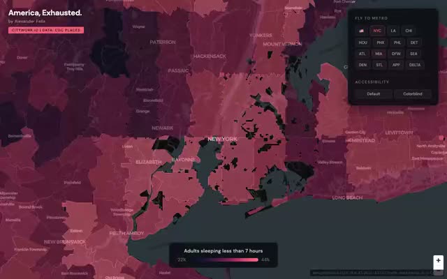 America, Exhausted. A new interactive map of sleeping habits across the country.